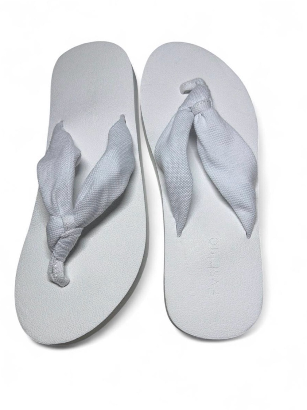 Women's White Knot-Strike Fabric Thong Sandals